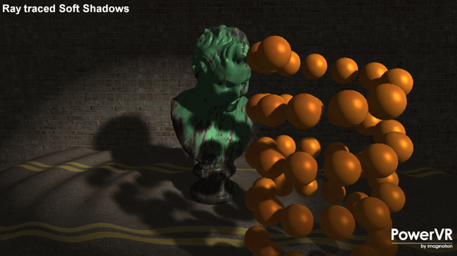 PowerVR GR6500 ray traced soft shadows