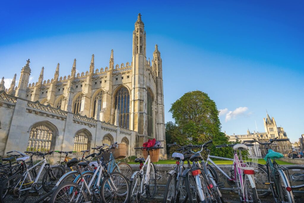 Cambridge cathedral and bikes