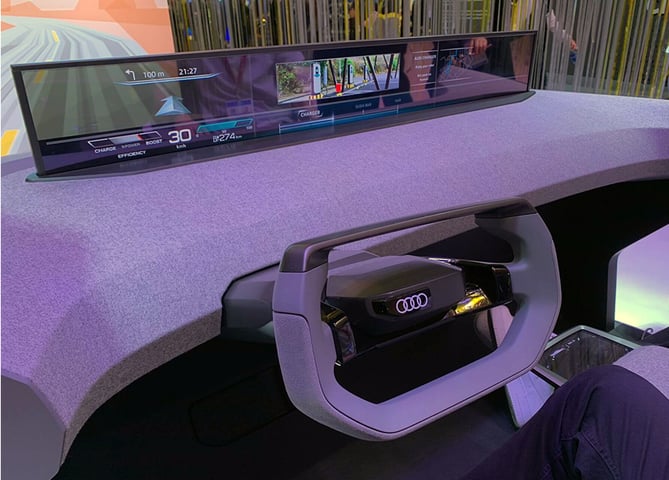 A prototype ultra-wide car display at CES 2020